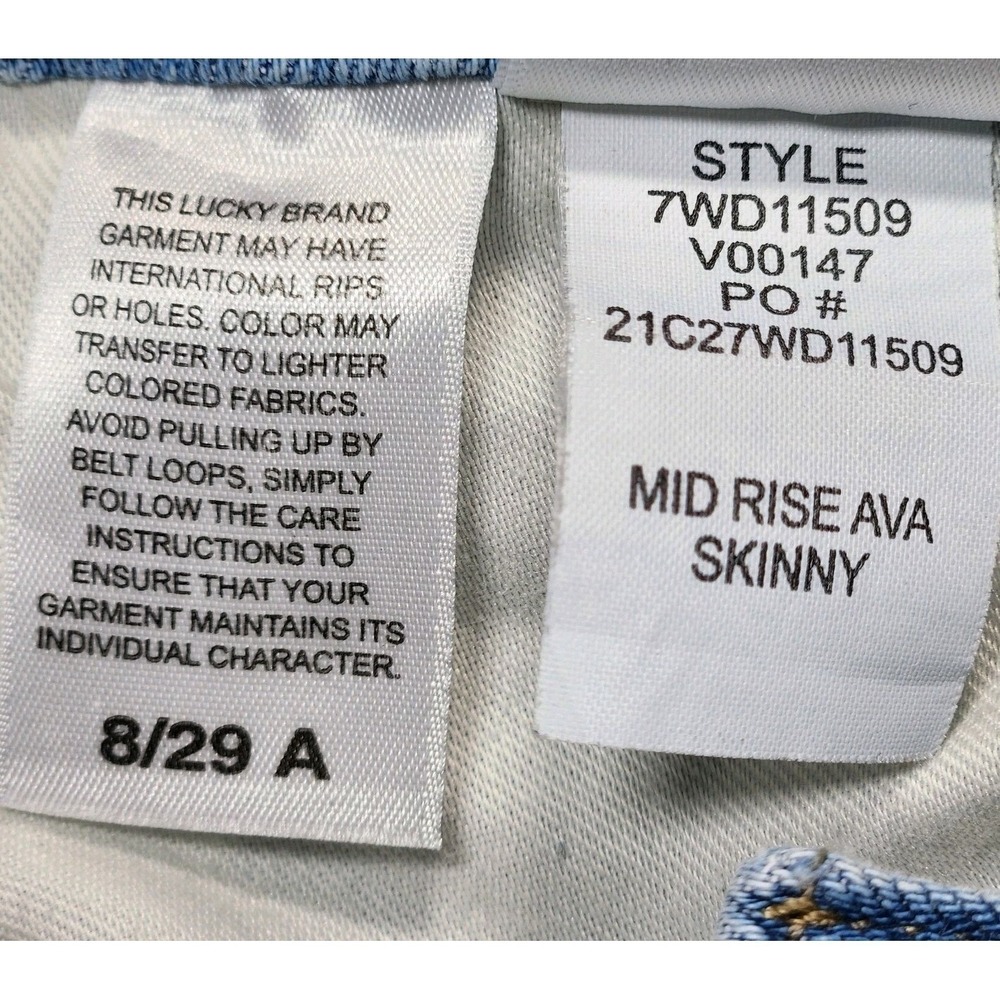 Lucky Brand Mid Rise Ava Skinny Jeans Light Wash Distressed Ankle 8/29 7WD11509 - Picture 8 of 11